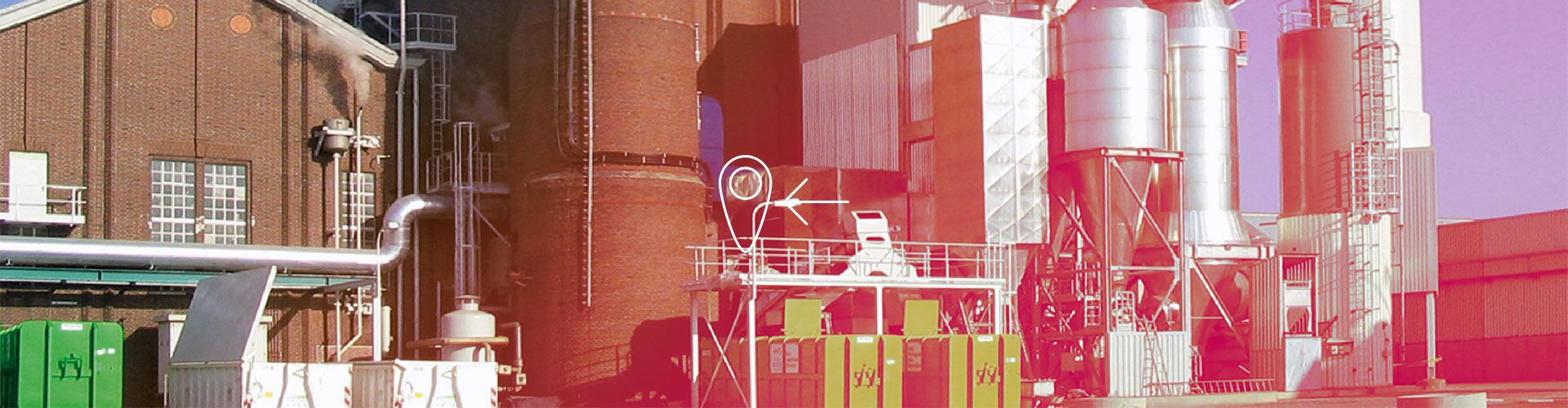 Gebäude des hkw blumenthals mit Kartenpin-Icon in der Mitte